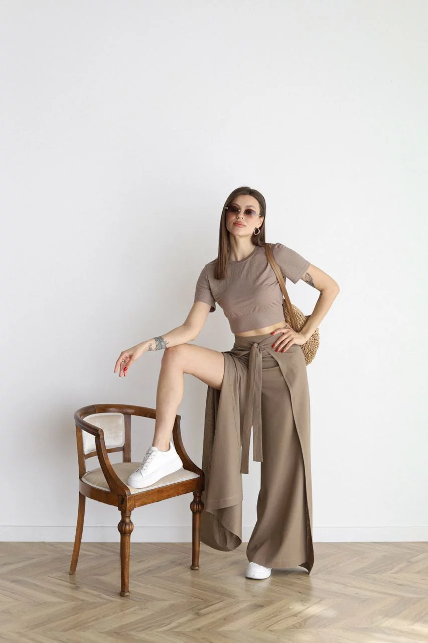 Rosario | Pantalón Ancho de Lino Cruzado