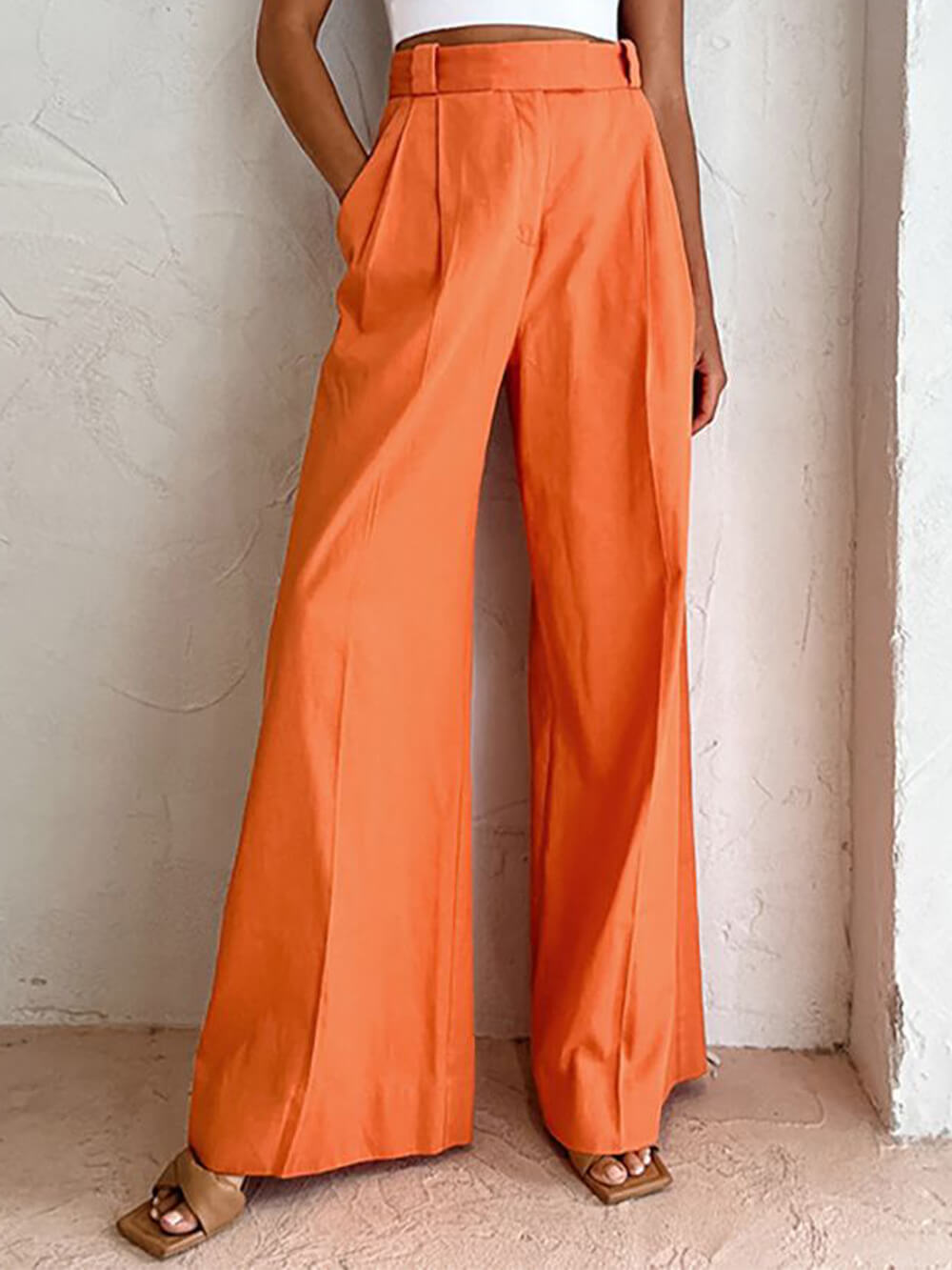 Cristina | Pantalón Ancho de Cintura Alta Elegante con Pliegues