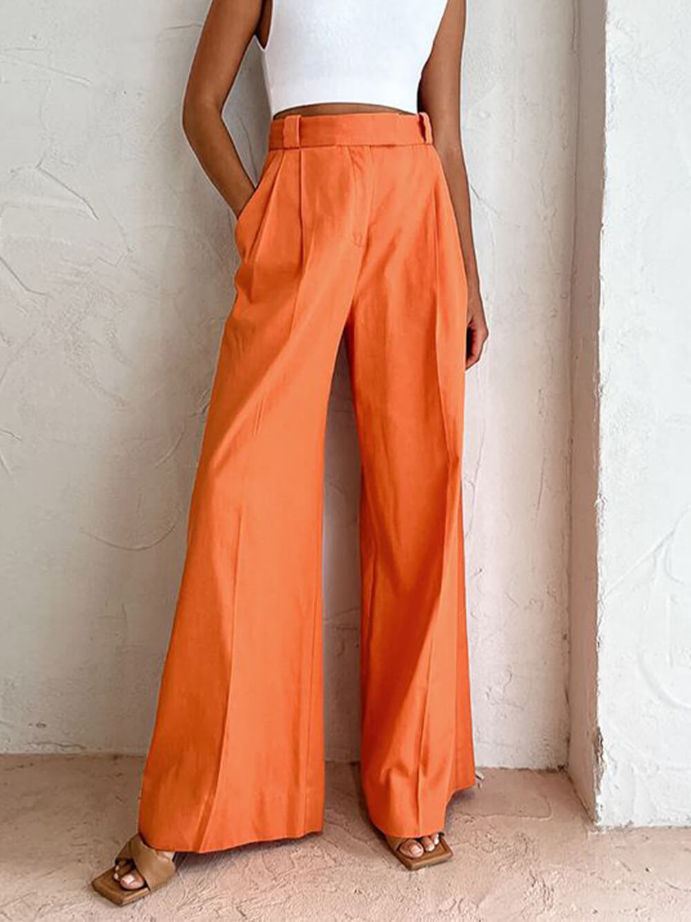 Cristina | Pantalón Ancho de Cintura Alta Elegante con Pliegues