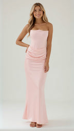 Velmira | Vestido Maxi Entallado sin Tirantes