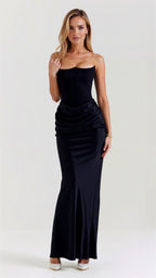 Velmira | Vestido Maxi Entallado sin Tirantes