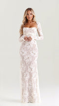 Elarisse | Vestido Maxi de Encaje con Mangas Largas