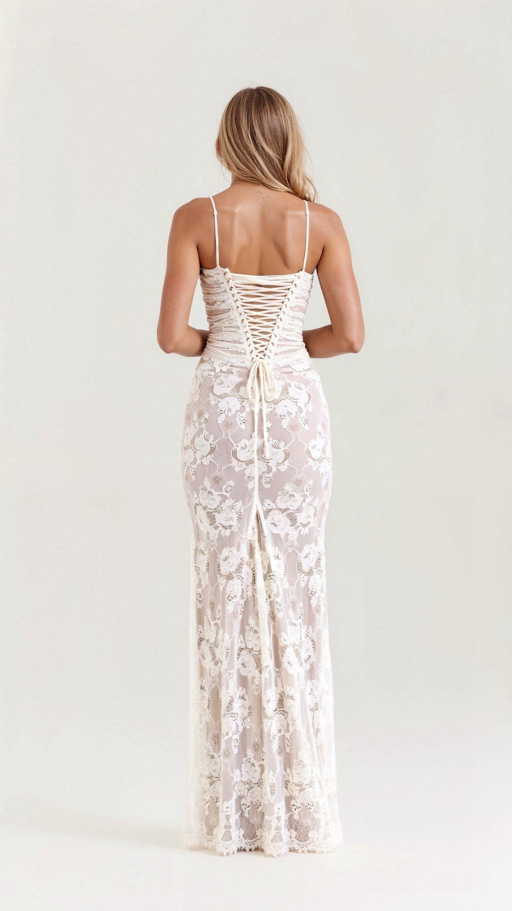 Elarisse | Vestido Maxi de Encaje con Mangas Largas