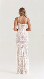 Elarisse | Vestido Maxi de Encaje con Mangas Largas