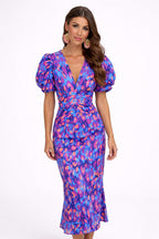 Otilia | Vestido midi elegante con mangas abullonadas