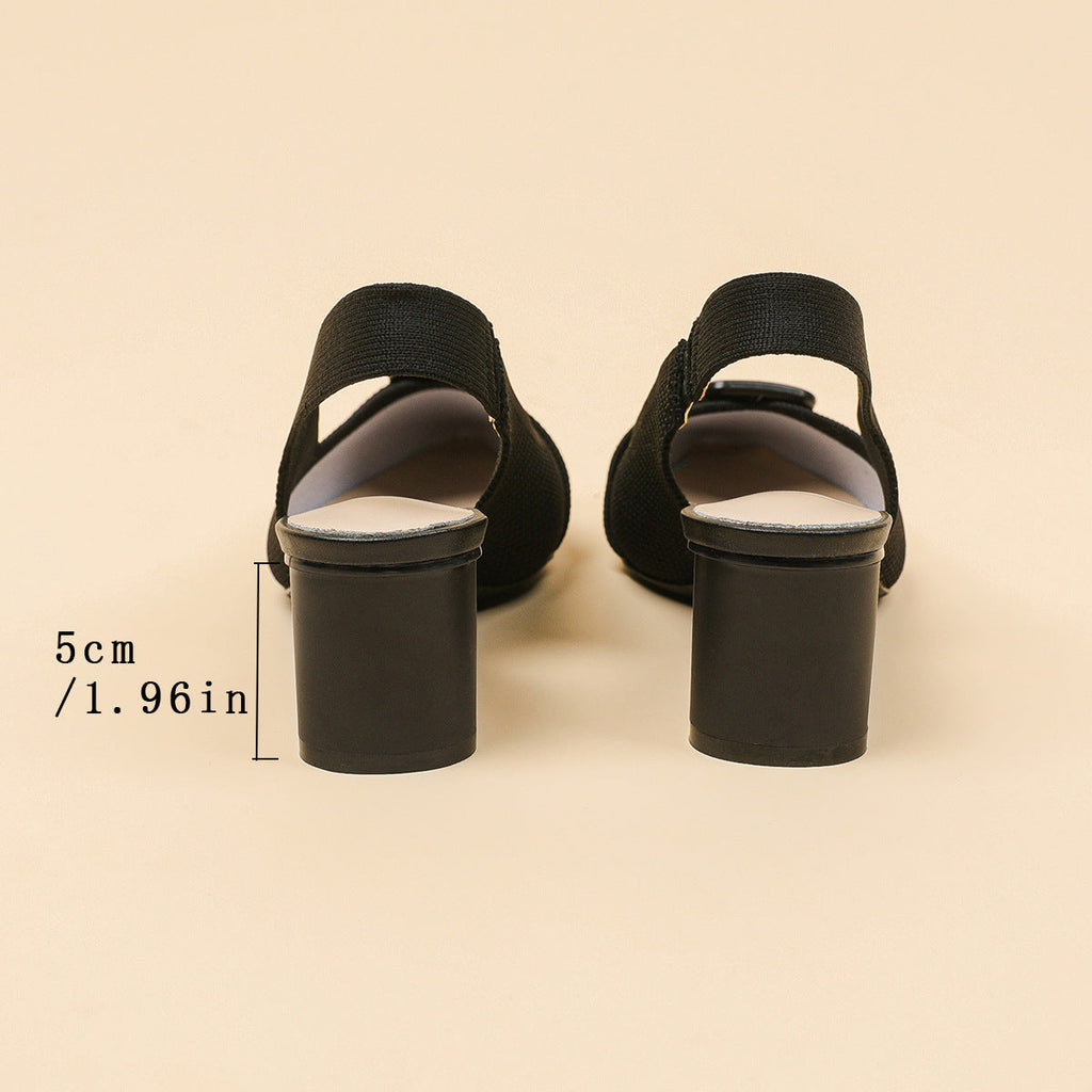 Mae | Sandalias de tacón grueso con punta cerrada y hebilla elegante para mujer