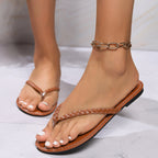 Sol | Sandalias planas doradas y plateadas con diseño tejido para verano