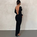 Tarsila | Vestido elegante de invitada con espalda descubierta y manga larga