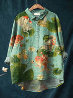 Ylenia | Camisa oversize de algodón con estampado artístico
