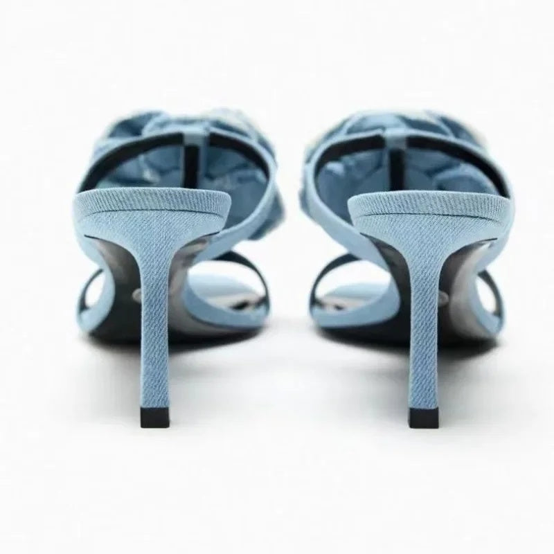 Cosmo | Sandalias Tacón Alto Mujer con Flor Decorativa Elegantes y Versátiles