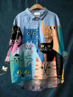 Ylenia | Camisa oversize de algodón con estampado artístico
