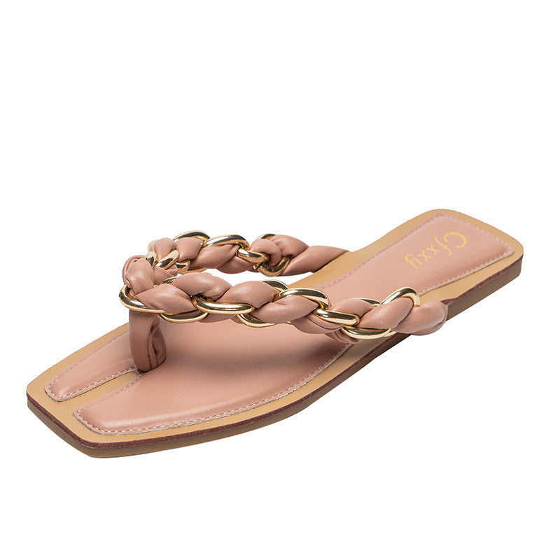 Ava | Sandalias Planas Mujer Verano con Cadenas Decorativas Estilo Playa