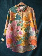 Ylenia | Camisa oversize de algodón con estampado artístico