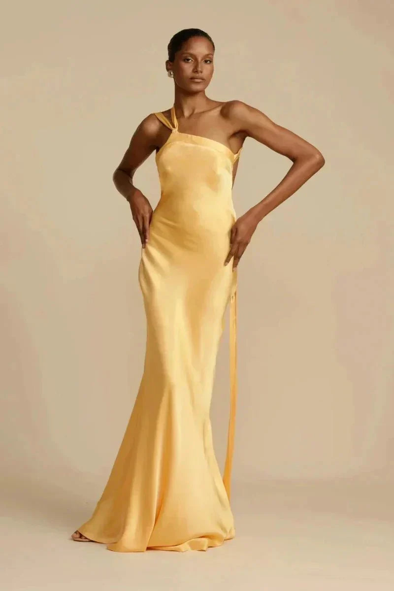 Fabiola | Vestido satinado de un hombro – elegante y sofisticado