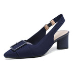 Mae | Sandalias de tacón grueso con punta cerrada y hebilla elegante para mujer