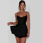 Aroa | Vestido corto de satén con espalda descubierta – elegante y sensual