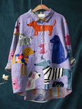 Ylenia | Camisa oversize de algodón con estampado artístico