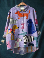 Ylenia | Camisa oversize de algodón con estampado artístico