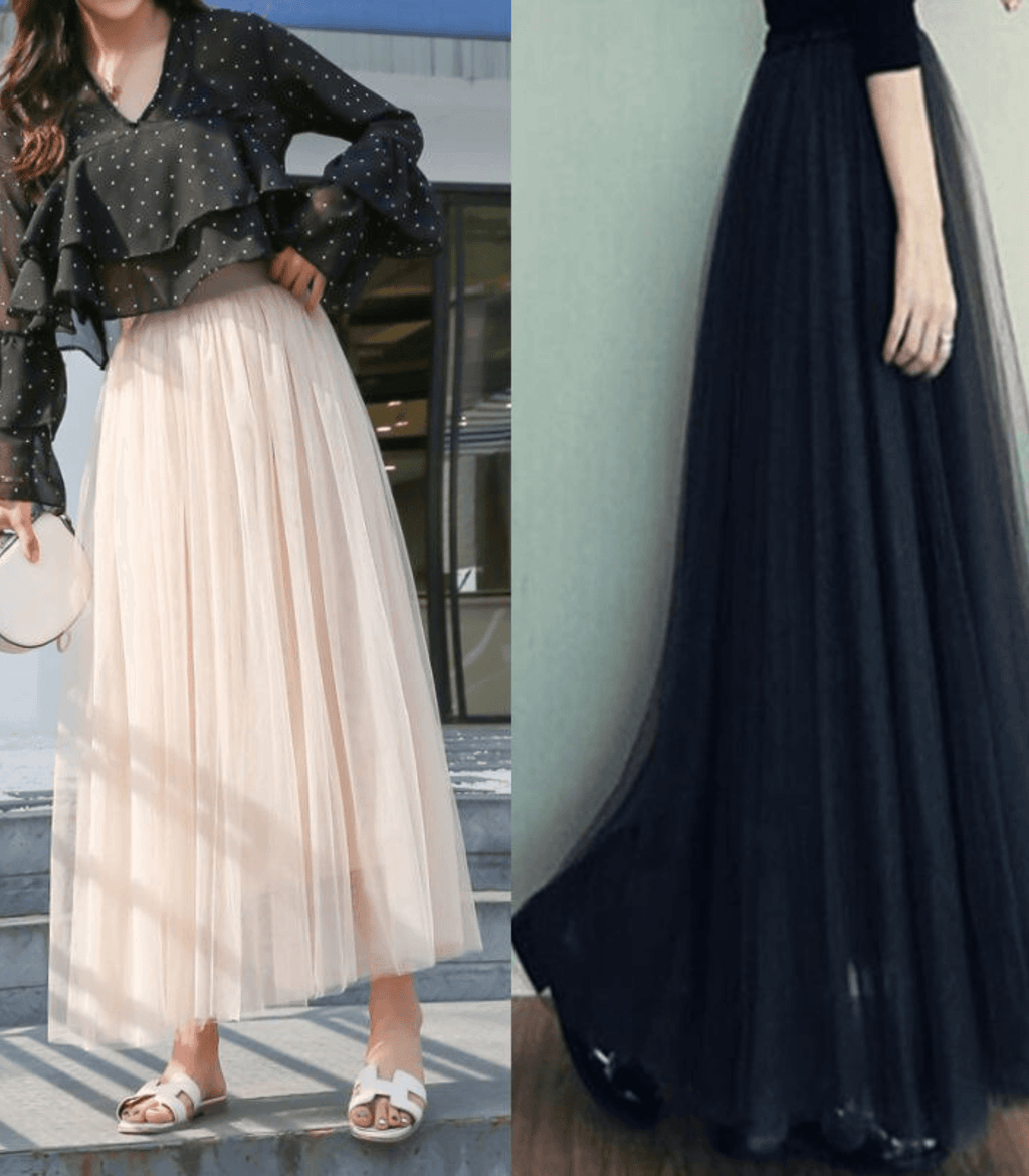Chantal | Falda larga maxi de mujer con cintura alta y tejido ligero