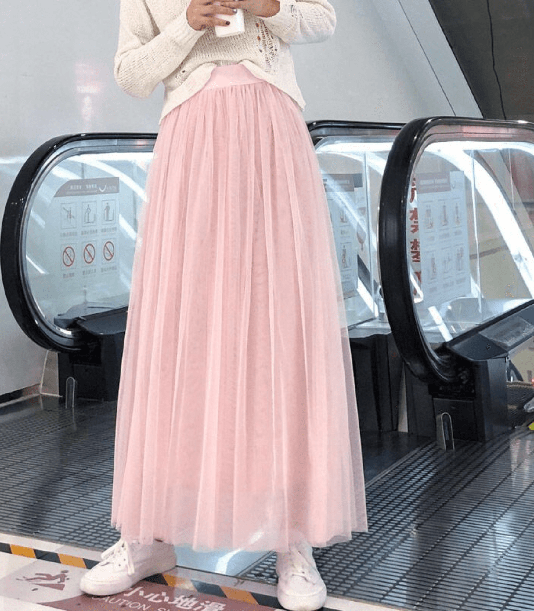 Chantal | Falda larga maxi de mujer con cintura alta y tejido ligero