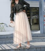 Chantal | Falda larga maxi de mujer con cintura alta y tejido ligero