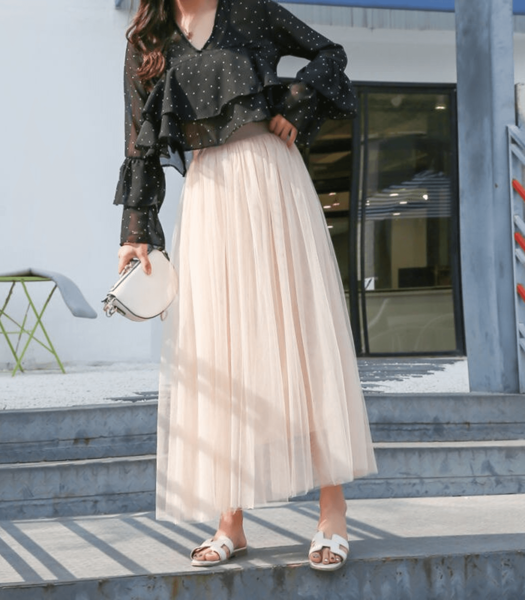 Chantal | Falda larga maxi de mujer con cintura alta y tejido ligero
