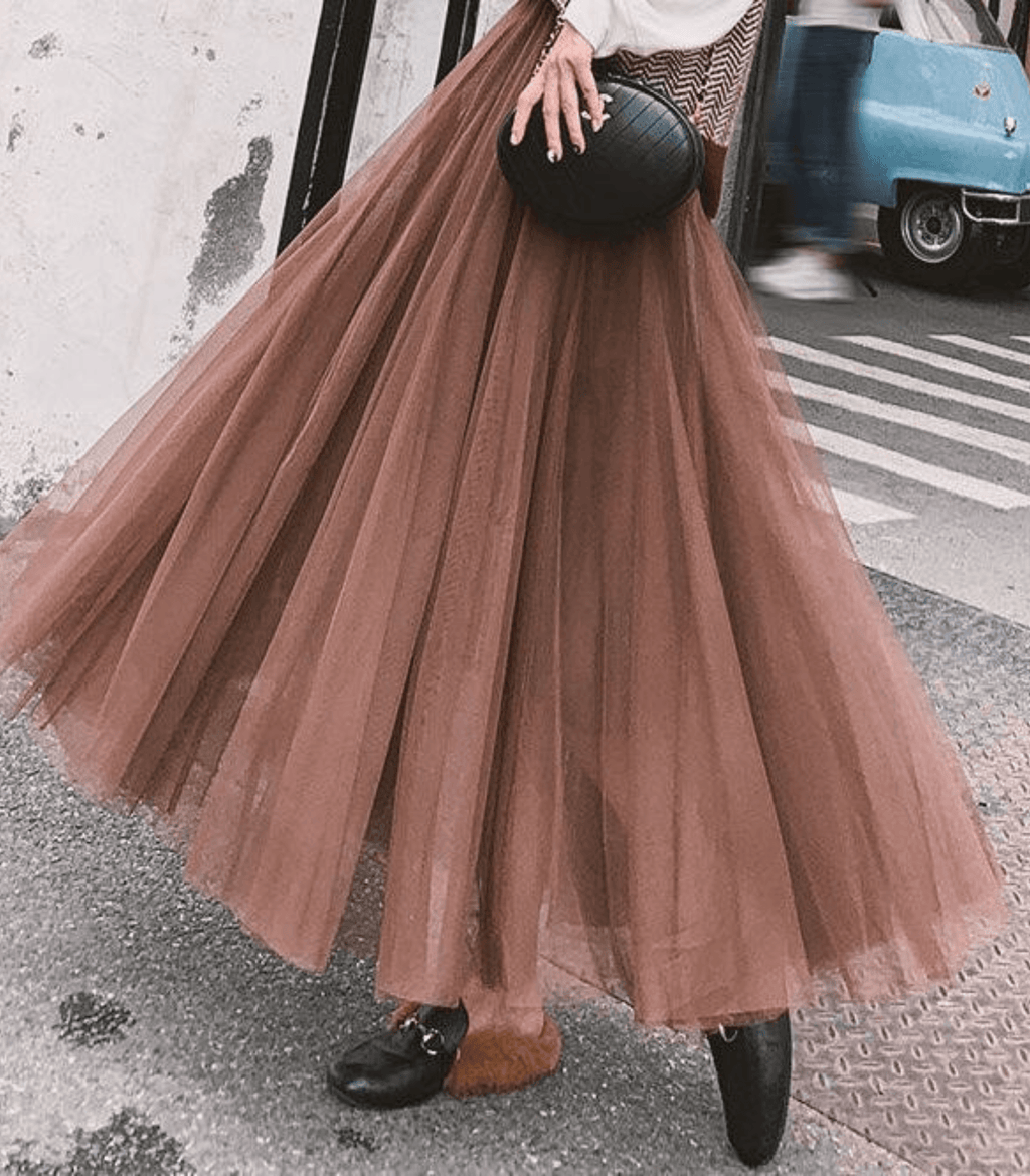 Chantal | Falda larga maxi de mujer con cintura alta y tejido ligero