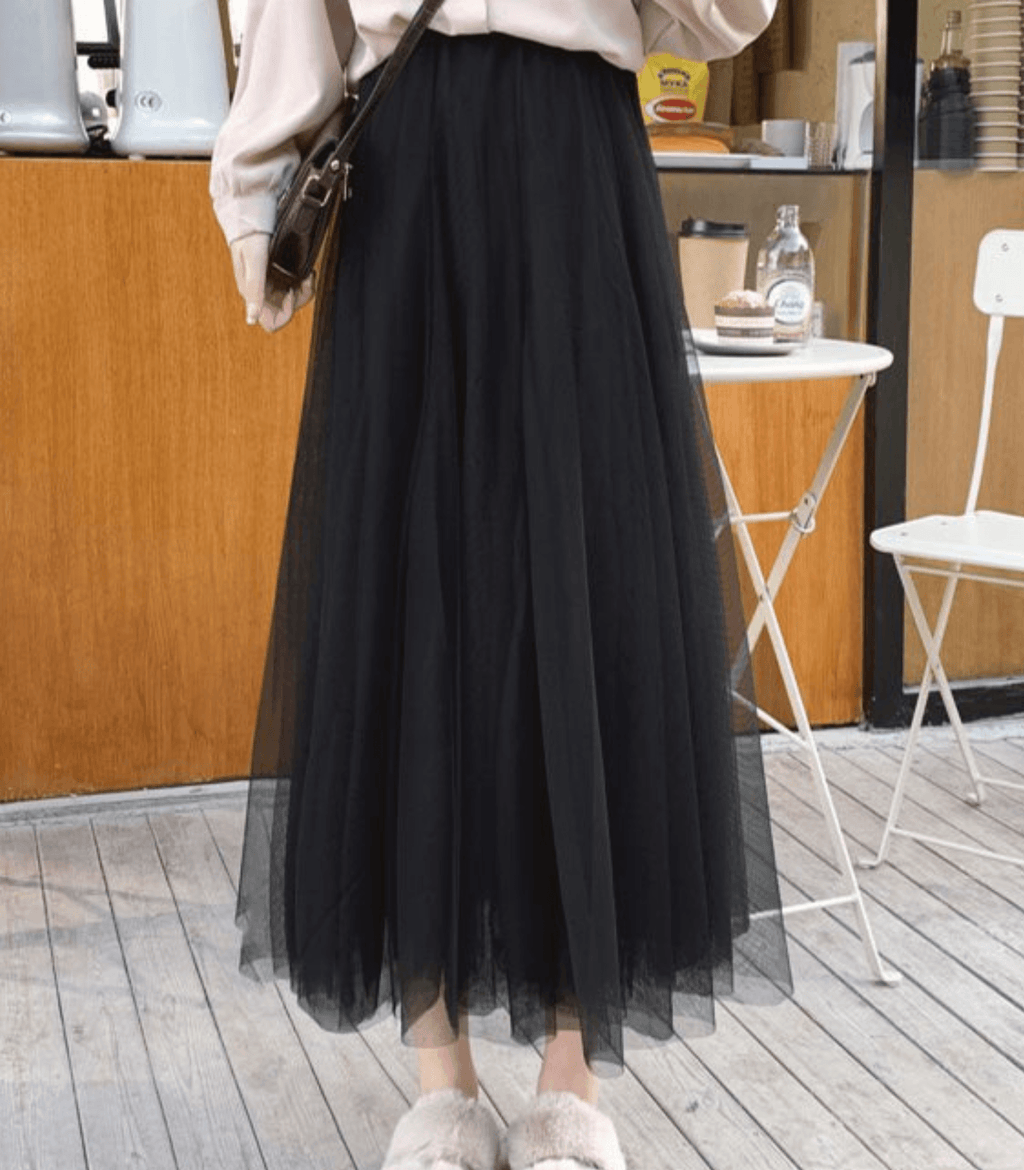 Chantal | Falda larga maxi de mujer con cintura alta y tejido ligero