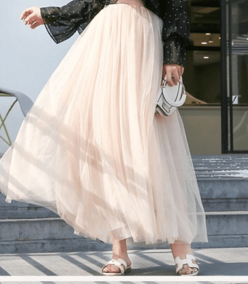 Chantal | Falda larga maxi de mujer con cintura alta y tejido ligero