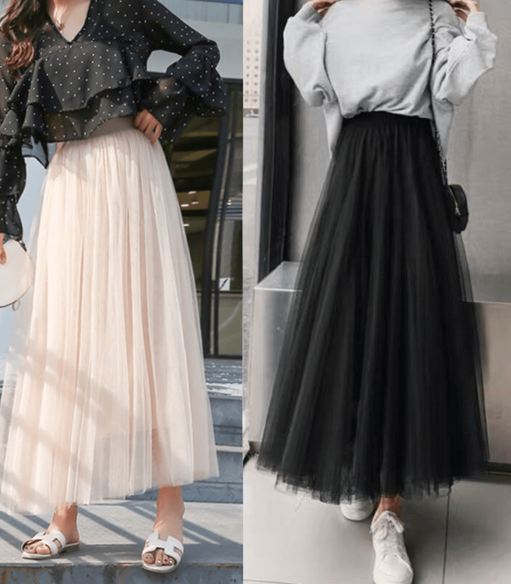 Chantal | Falda larga maxi de mujer con cintura alta y tejido ligero