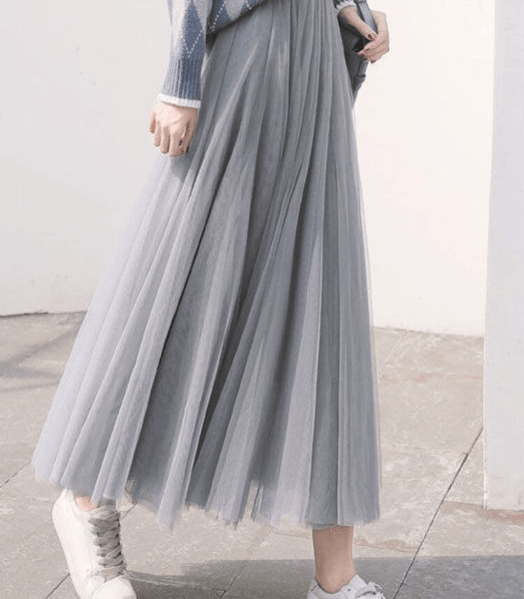 Chantal | Falda larga maxi de mujer con cintura alta y tejido ligero