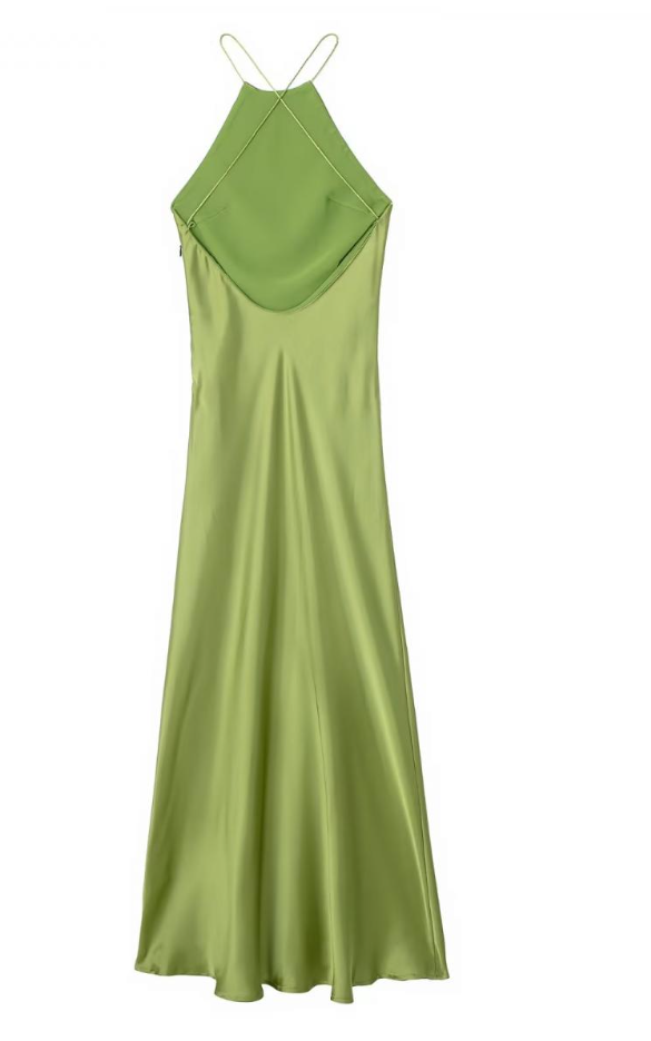 Nuria | Vestido largo elegante satinado con espalda abierta