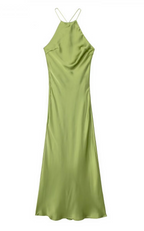 Nuria | Vestido largo elegante satinado con espalda abierta