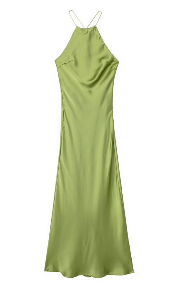 Nuria | Vestido largo elegante satinado con espalda abierta
