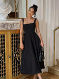 Aroa – Vestido midi elegante sin mangas con escote cuadrado