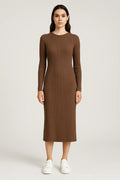 Ylenia – Vestido midi texturizado de canalé - done