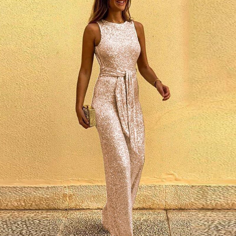 Maialen | Vestido de noche sin mangas con cinturón – elegancia minimalista